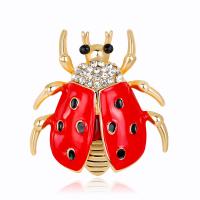 Zinc Alloy Brooches Ladybug gold color plated for woman & with rhinestone red nickel lead & cadmium free Sold By PC