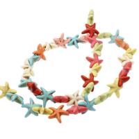 Turquoise Beads, Starfish, polished, DIY, multi-colored, 15*15mm, 37PCs/Strand, Sold By Strand