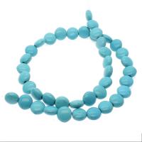 Turquoise Beads, Flat Round, polished, DIY, blue, 10*10mm, 38PCs/Strand, Sold By Strand