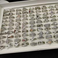 Mosiądz Pierścionek, Powlekane, mieszane pierścionek rozmiar, srebro, rozmiar:5.5-10, 100komputery/Box, sprzedane przez Box