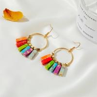 Zinc Alloy Drop Earrings with Rainbow Jasper plated fashion jewelry & for woman golden nickel lead & cadmium free Sold By Pair