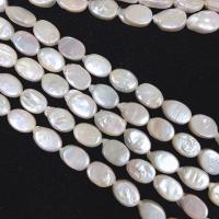 Reborn Cultured Freshwater Pearl Beads, Pérolas de água doce, Oval, branco, 10x15mm, vendido para Aprox 14.5 inchaltura Strand