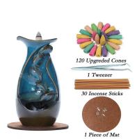 Backflow Incense Burner, Porcelain, handmade, for home and office & durable, 23.5x14.5x17.5cm, Sold By PC