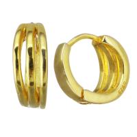 Messing Huggie Hoop Earring, Donut, gold plated, voor vrouw, 5x12.5mm, 20paren/Lot, Verkocht door Lot