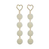 Zinc Alloy Drop Earrings with 925 Sterling Silver gold color plated for woman white 89.50mm Sold By Pair