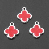 Tibetan Style Enamel Pendants, Flower, plated, DIY, more colors for choice, nickel, lead & cadmium free, 13*13*1.5mm, Hole:Approx 2mm, 50PCs/Bag, Sold By Bag