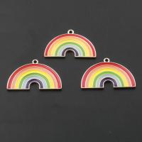 Tibetan Style Enamel Pendants, Rainbow, plated, DIY, multi-colored, nickel, lead & cadmium free, 33*28*2mm, Hole:Approx 2mm, 50PCs/Bag, Sold By Bag