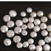 Cultured No Hole Freshwater Pearl Beads Flat Round natural DIY white Sold By PC
