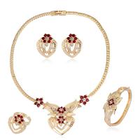 Zinc Alloy Jewelry Sets with Rhinestone 4 pieces & fashion jewelry golden Sold By Set