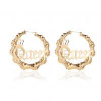 Zinc Alloy Hoop Earring plated fashion jewelry & for woman gold nickel lead & cadmium free 90mm Sold By Pair