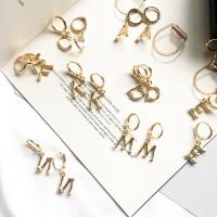 Zinklegierung Ohrringe, Alphabet-Buchstabe, plattiert, Modeschmuck & verschiedene Stile für Wahl & für Frau, keine, frei von Nickel, Blei & Kadmium, 14x15mm, verkauft von Paar