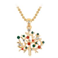 Zinc Alloy smykker halskæde, guldfarve belagt, for kvinde & med rhinestone, flerfarvede, nikkel, bly & cadmium fri, 32x24mm, Solgt Per 16.53 inch Strand