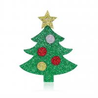 Weihnachten Broschen, Filz, für Frau, grün, frei von Nickel, Blei & Kadmium, 38x47mm, verkauft von PC