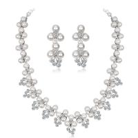 Rhinestone Jewelry Sets earring & necklace Zinc Alloy platinum color plated for woman & with rhinestone nickel lead & cadmium free Sold By Set