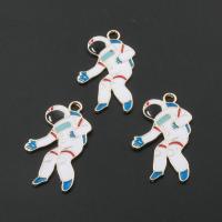 Zinc Alloy Enamel Pendants Astronaut plated DIY white nickel lead & cadmium free 24*33*1mm Approx 2mm Sold By Bag