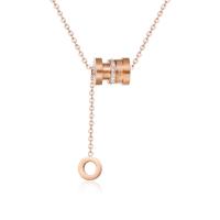 Stainless Steel Jewelry Necklace rose gold color plated for woman & with rhinestone Sold Per Approx 19.68 Inch Strand