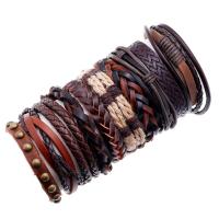 Faux Leather Bracelet Set, wrist wreath, with Wax Cord, 10 pieces & fashion jewelry & Unisex, 60mm, Sold By Set