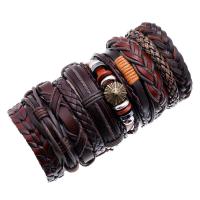 Faux Leather Bracelet Set wrist wreath with Wax Cord 10 pieces & fashion jewelry & Unisex 60mm Sold By Set