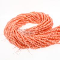 Natural Coral Beads, Round, polished, DIY & faceted, pink, 4mm, Sold By Strand