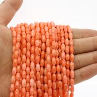 Natürliche Korallen Perlen, Koralle, oval, poliert, DIY & verschiedene Größen vorhanden, orange, verkauft von Strang
