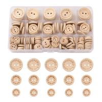 Wood Button, Carved, DIY & mixed, 15mmuff0c20mmuff0c25mm, Hole:Approx 2mm, 30Boxes/Lot, Sold By Lot
