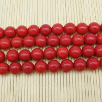 Turquoise Beads, Round, polished, DIY & different size for choice, red, Sold By Strand