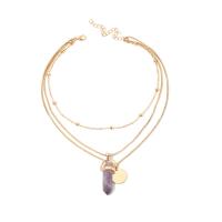 Multi Layer Necklace Zinc Alloy with Gemstone with 2.76 inch extender chain gold color plated for woman & multi-strand 30cm 35cm 32cm 3.5cm 1.5cm Sold By Strand