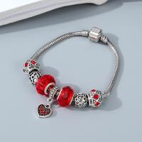 European Bracelet, Tibetan Style, with Crystal, fashion jewelry & with rhinestone, red, 19cm, Sold By PC