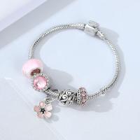 Bracelet European , alliage de zinc, avec cristal, bijoux de mode & avec strass, rose, 19cm, Vendu par PC