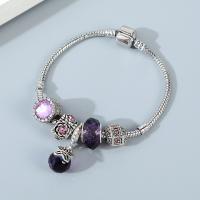 European Bracelet, Tibetan Style, with Crystal, fashion jewelry & with rhinestone, purple, 19cm, Sold By PC