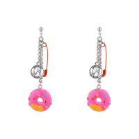 Zinc Alloy Drop Earrings with Acrylic fashion jewelry pink 7.7cmX2.2cm Sold By Pair