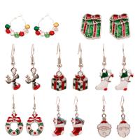 Christmas Earrings, Tibetan Style, with Epoxy Sticker, plated, Christmas Design & fashion jewelry & different styles for choice & for woman, more colors for choice, nickel, lead & cadmium free, 5x5x5cm, Sold By Pair