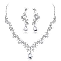 Vještački dijamant nakita skupova, Cink Alloy, srebrne boje pozlaćen, za žene & s Rhinestone, nikal, olovo i kadmij besplatno, Prodano By Set