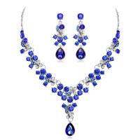 Rhinestone Jewelry Sets, earring & necklace, Tibetan Style, plated, for woman & with rhinestone, more colors for choice, nickel, lead & cadmium free, Sold By Set