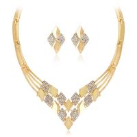 Conjuntos de joyería Rhinestone, aleación de zinc, chapado en color dorado, para mujer & con diamantes de imitación, libre de níquel, plomo & cadmio, Vendido por Set