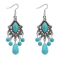 Tibetan Style Drop Earrings, plated, for woman, nickel, lead & cadmium free, 75x23mm, Sold By Pair