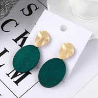 Wood Earring, Tibetan Style, with Wood, plated, for woman, green, nickel, lead & cadmium free, 29x62mm, Sold By Pair