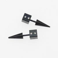 Stainless Steel Stud Earrings 303 Stainless Steel plated fashion jewelry & for woman black nickel lead & cadmium free 23*6*6mm Sold By Strand