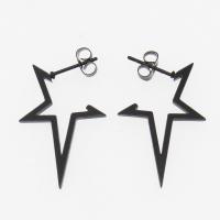 Stainless Steel Stud Earrings, 303 Stainless Steel, Star, plated, fashion jewelry & for woman, black, nickel, lead & cadmium free, 31*20*1.5mm, 12PCs/Strand, Sold By Strand