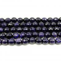Blaue Goldstein Perlen, blauer Goldsand, rund, poliert, DIY & verschiedene Größen vorhanden & facettierte, verkauft von Strang