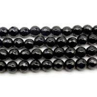 Natürliche schwarze Achat Perlen, Schwarzer Achat, rund, poliert, DIY & verschiedene Größen vorhanden, schwarz, verkauft von Strang