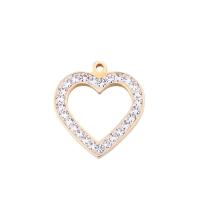 Titanium Steel Pendants, Heart, plated, micro pave cubic zirconia & hollow, more colors for choice, 20x21mm, 5PCs/Lot, Sold By Lot