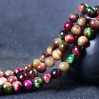 Tigerauge Perlen, rund, poliert, natürliche & DIY, gemischte Farben, verkauft von Strang