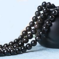 Natürlicher Quarz Perlen Schmuck, rund, poliert, DIY & verschiedene Größen vorhanden, schwarz, verkauft von Strang