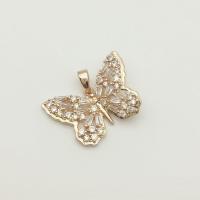 Cubic Zirconia Micro Pave Brass Pendant Butterfly gold color plated DIY & micro pave cubic zirconia Sold By Lot