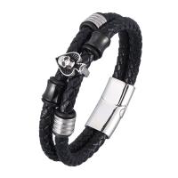 
Herren Armband, Split-Layer-Rindsleder, plattiert, Modeschmuck & für den Menschen, schwarz, verkauft von PC