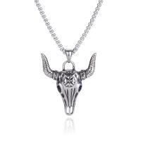 Stainless Steel Jewelry Necklace 316L Stainless Steel Horn anoint fashion jewelry & Unisex silver color Sold By PC