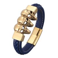 PU Leather Cord Bracelets, Microfiber PU, plated, fashion jewelry & Unisex, blue, Sold By PC