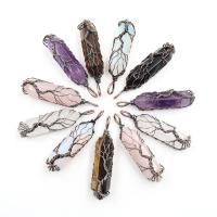 Gemstone Pendants Jewelry, Quartz, DIY, more colors for choice, 12x50mm, Sold By PC