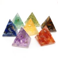 Quartz Pyramid Decoration, with Natural Gravel, 7 pieces, mixed colors, 20x20x20mm, Sold By PC